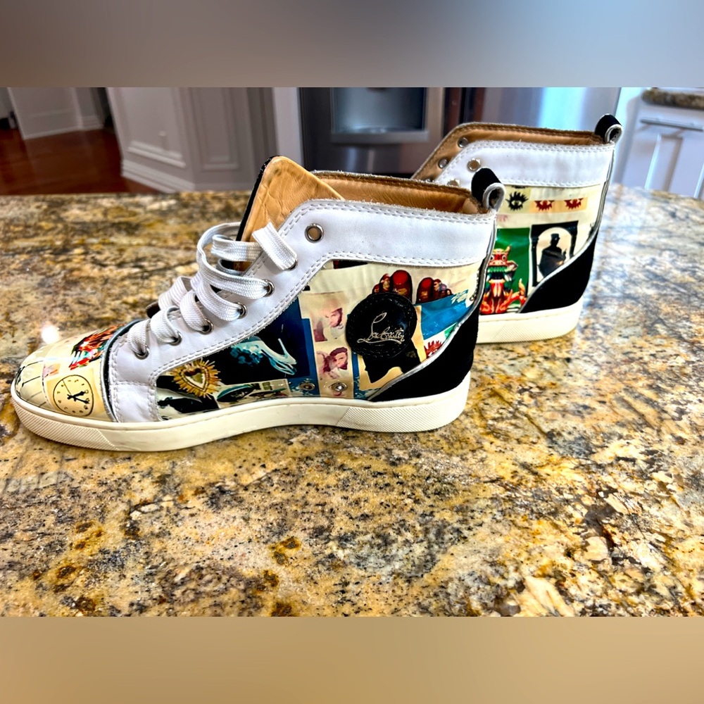 Christian Louboutin Graphic High-Top Sneakers - White and Black